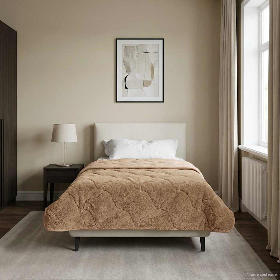 Winter Dekbed Taupe 155 x 220 cm Microfiber en Teddy fleece
