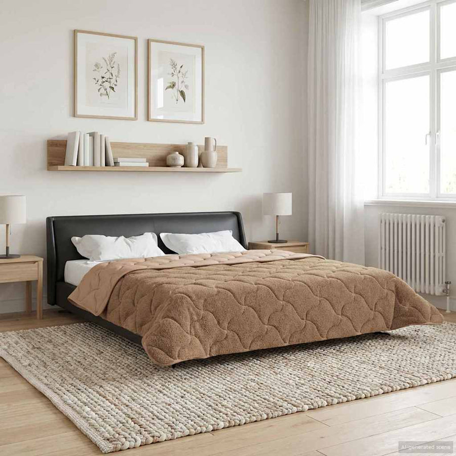 Winter Dekbed Taupe 200 x 220 cm Microfiber en Teddy fleece