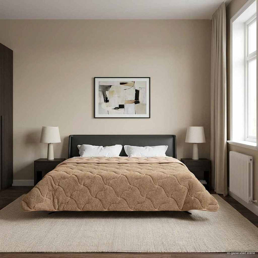 Winter Dekbed Taupe 200 x 220 cm Microfiber en Teddy fleece