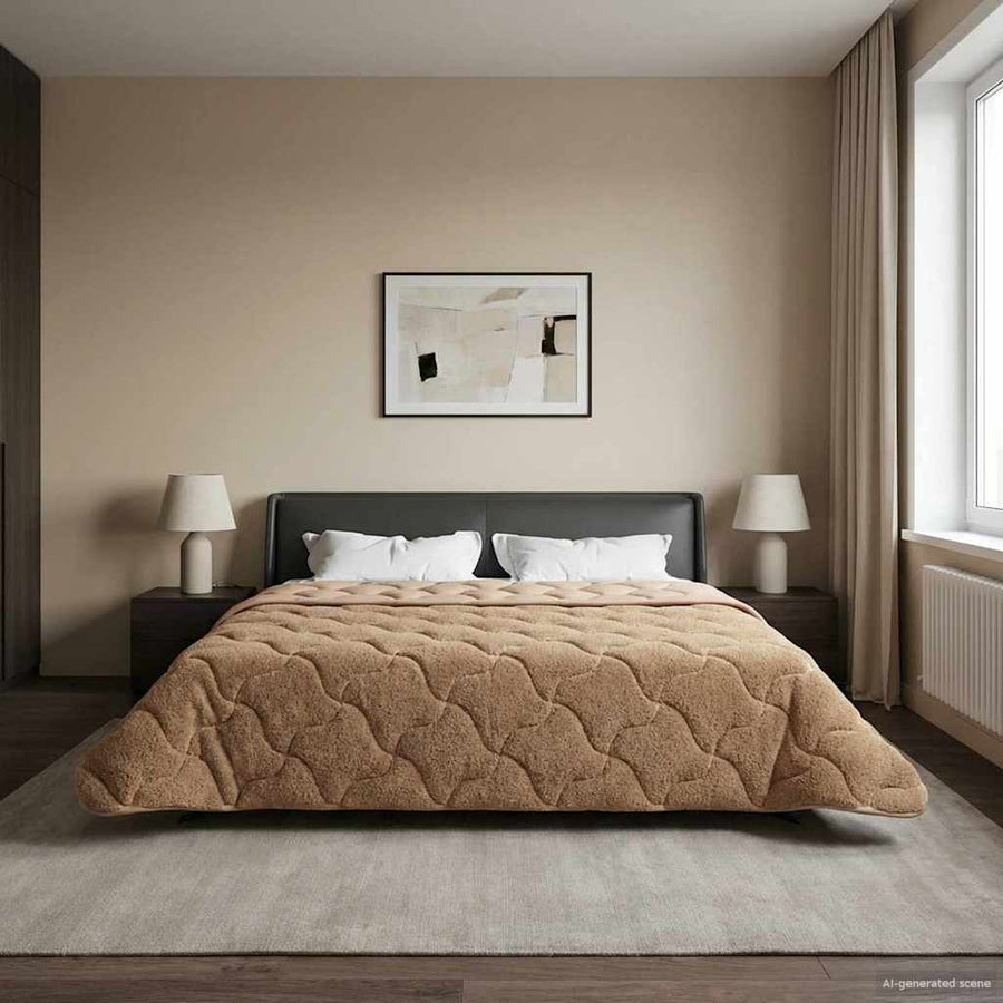 Winter Dekbed Taupe 220 x 240 cm Microfiber en Teddy fleece