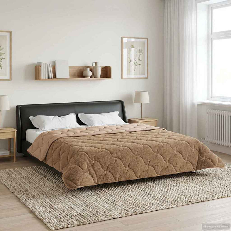 Winter Dekbed Taupe 220 x 260 cm Microfiber en Teddy fleece