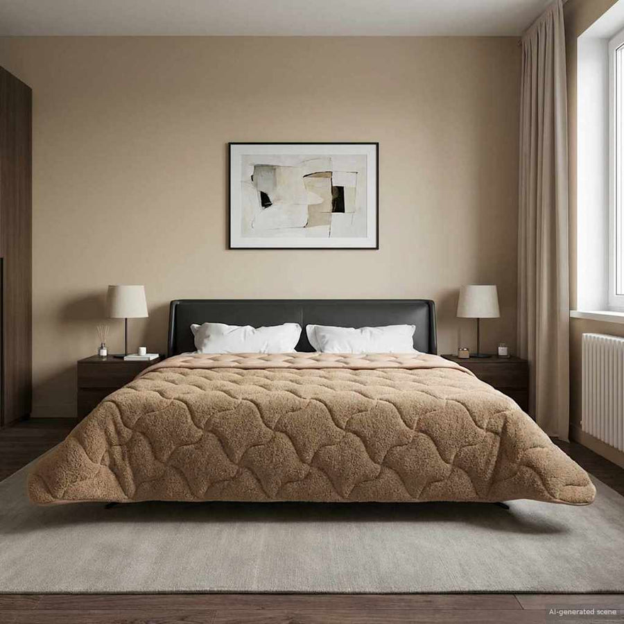 Winter Dekbed Taupe 220 x 260 cm Microfiber en Teddy fleece