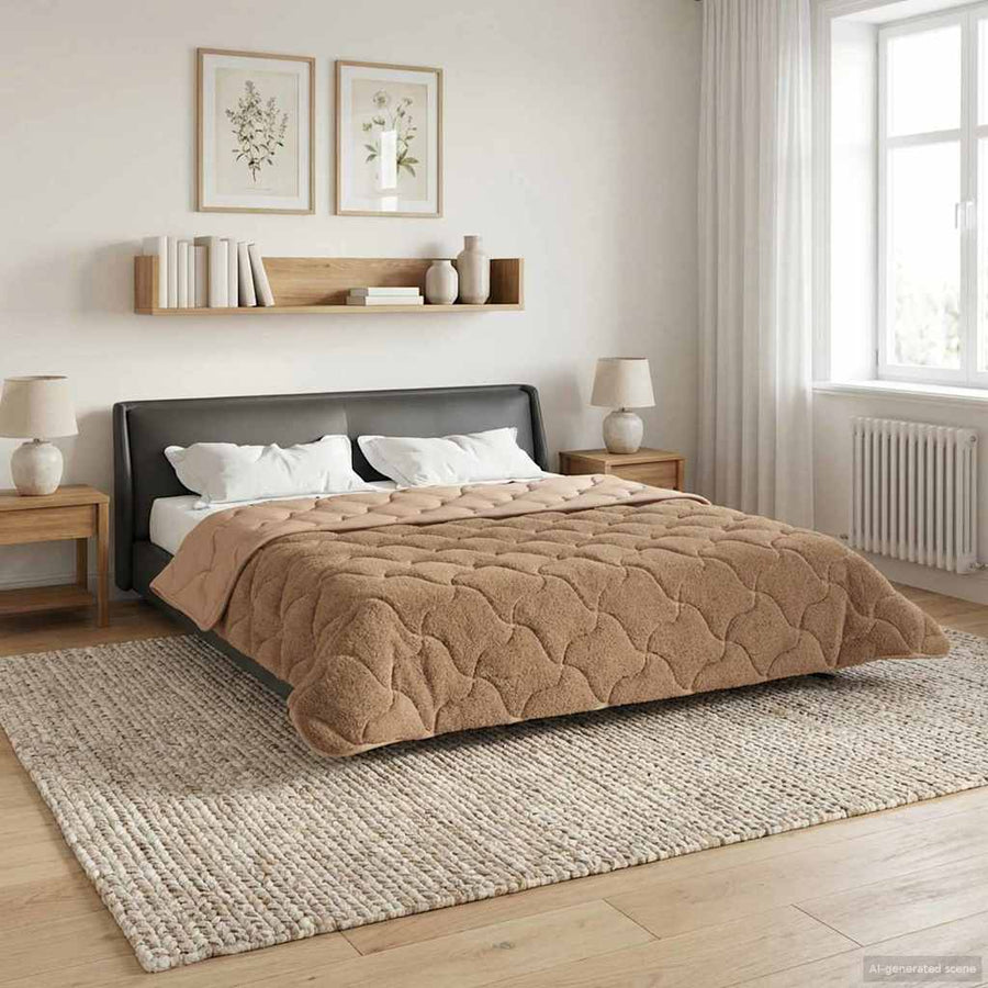 Winter Dekbed Taupe 240 x 260 cm Microfiber en Teddy fleece