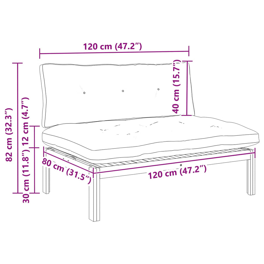 Midden Sofaset Natuurlijk en Crème Wit 120 x 80 x 82 cm