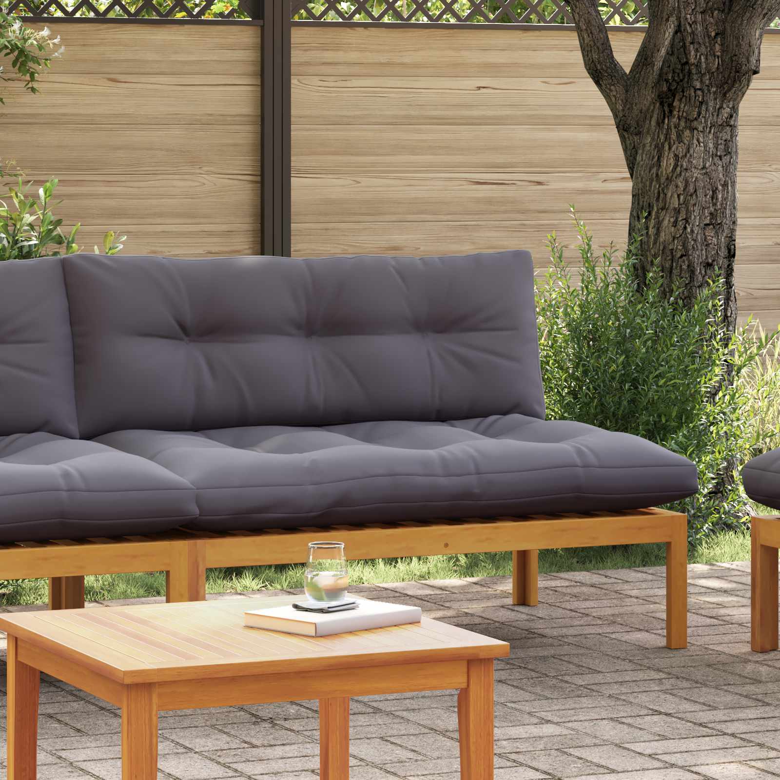 Midden Sofaset Natuurlijk en Donkergrijs 120 x 80 x 82 cm