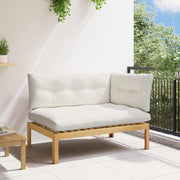 Hoekbank acacia hout crème wit 132x92x82 cm