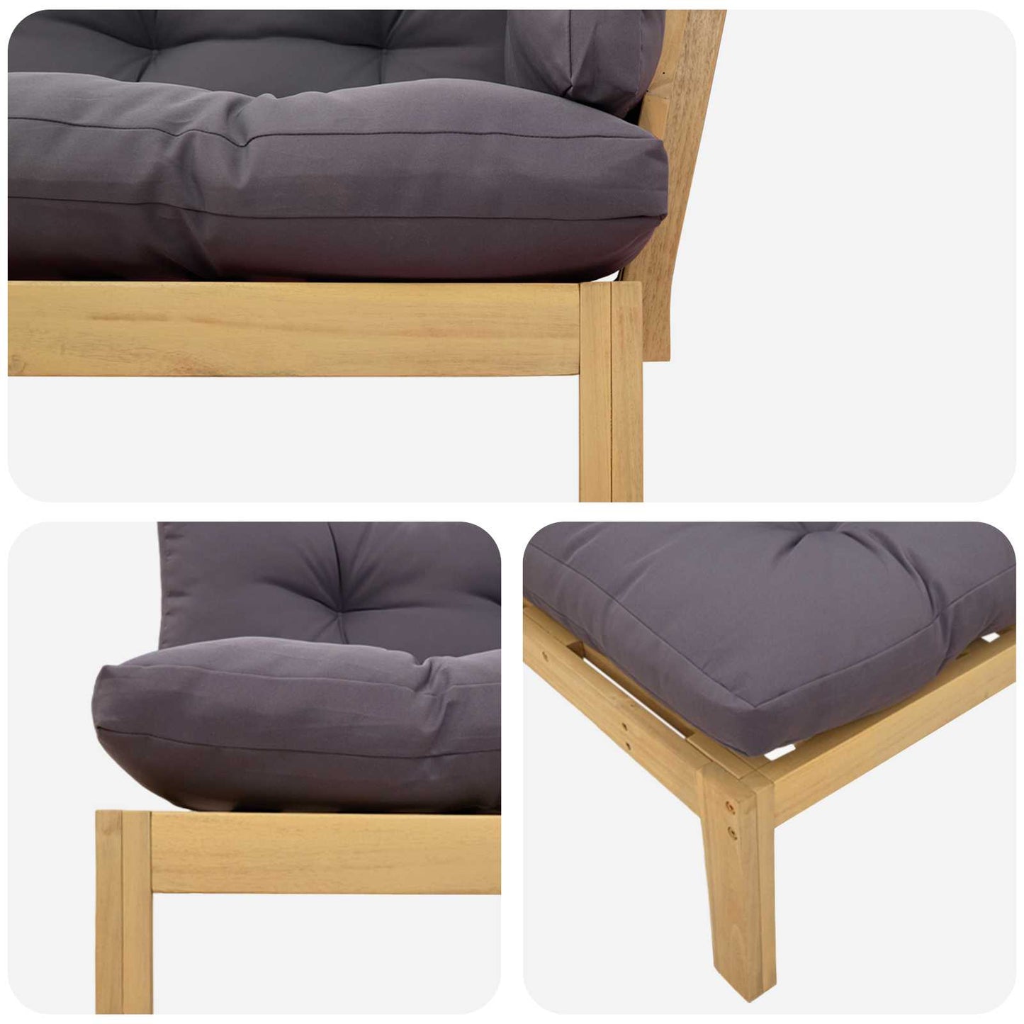 Hoekstoffe Licht Acacia en Donker Grijs 132 x 92 x 82 cm