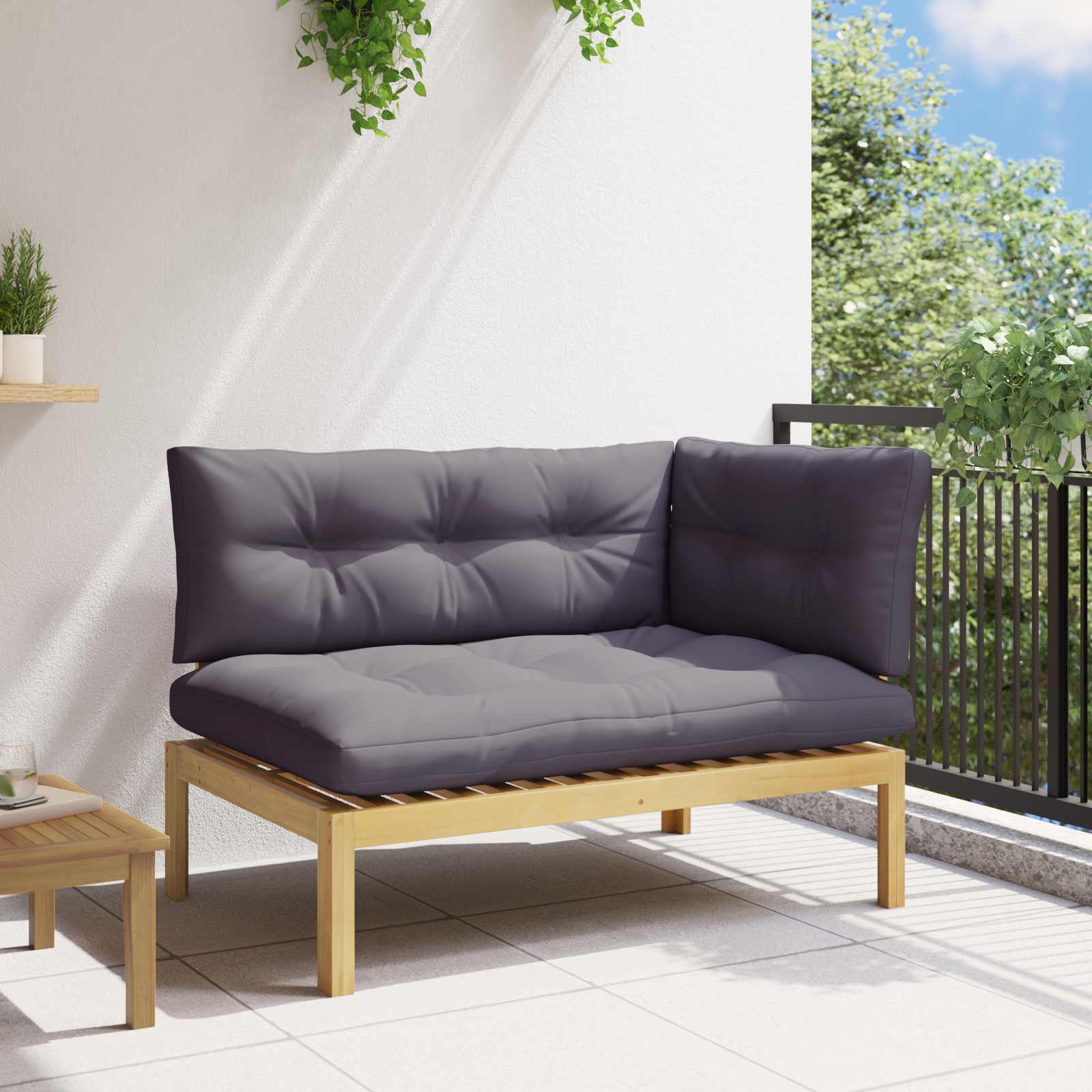 Hoekstoffe Licht Acacia en Donker Grijs 132 x 92 x 82 cm