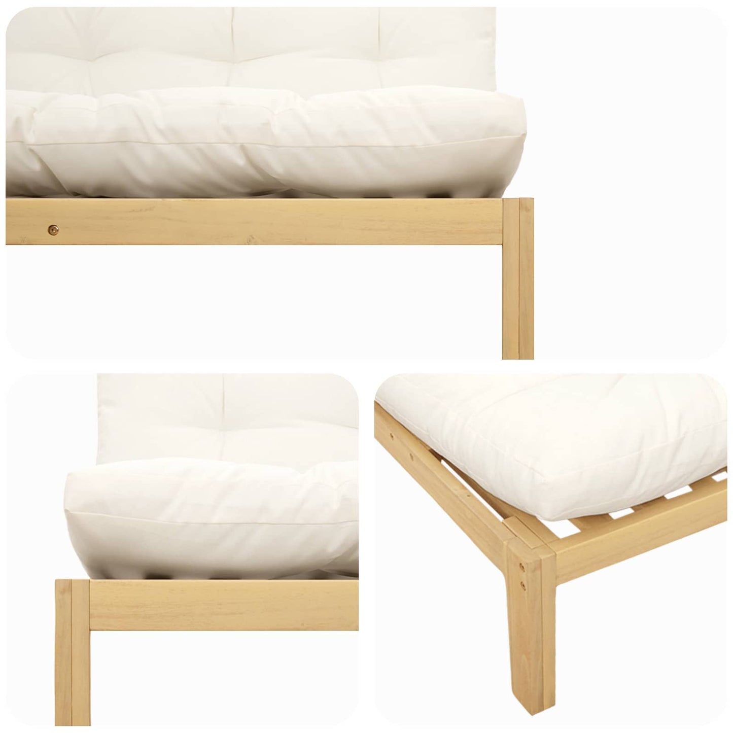 Midden Sofaset Licht Acacia en Crème Wit 120 x 80 x 82 cm