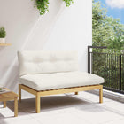 Middle Sofa Light Acacia and Cream White 120 x 80 x 82 cm
