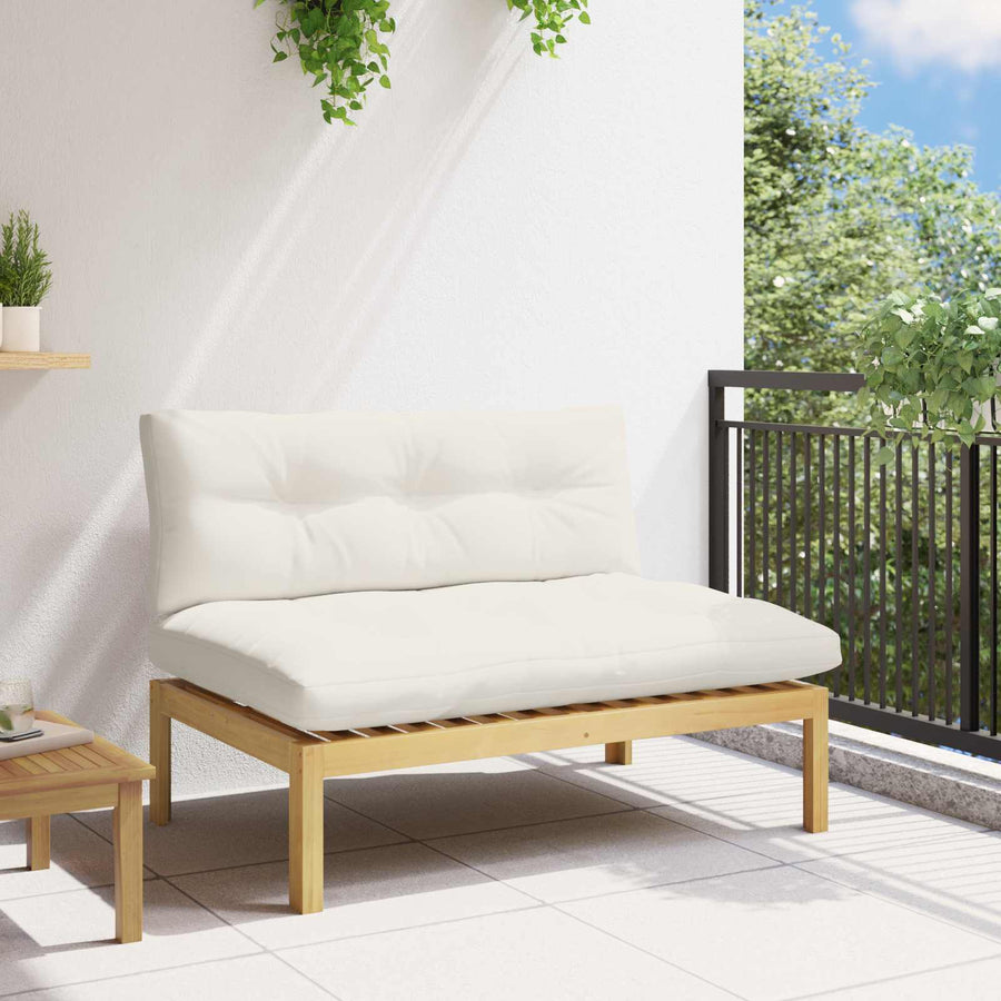 Midden Sofaset Licht Acacia en Crème Wit 120 x 80 x 82 cm