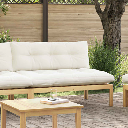 Midden Sofaset Licht Acacia en Crème Wit 120 x 80 x 82 cm
