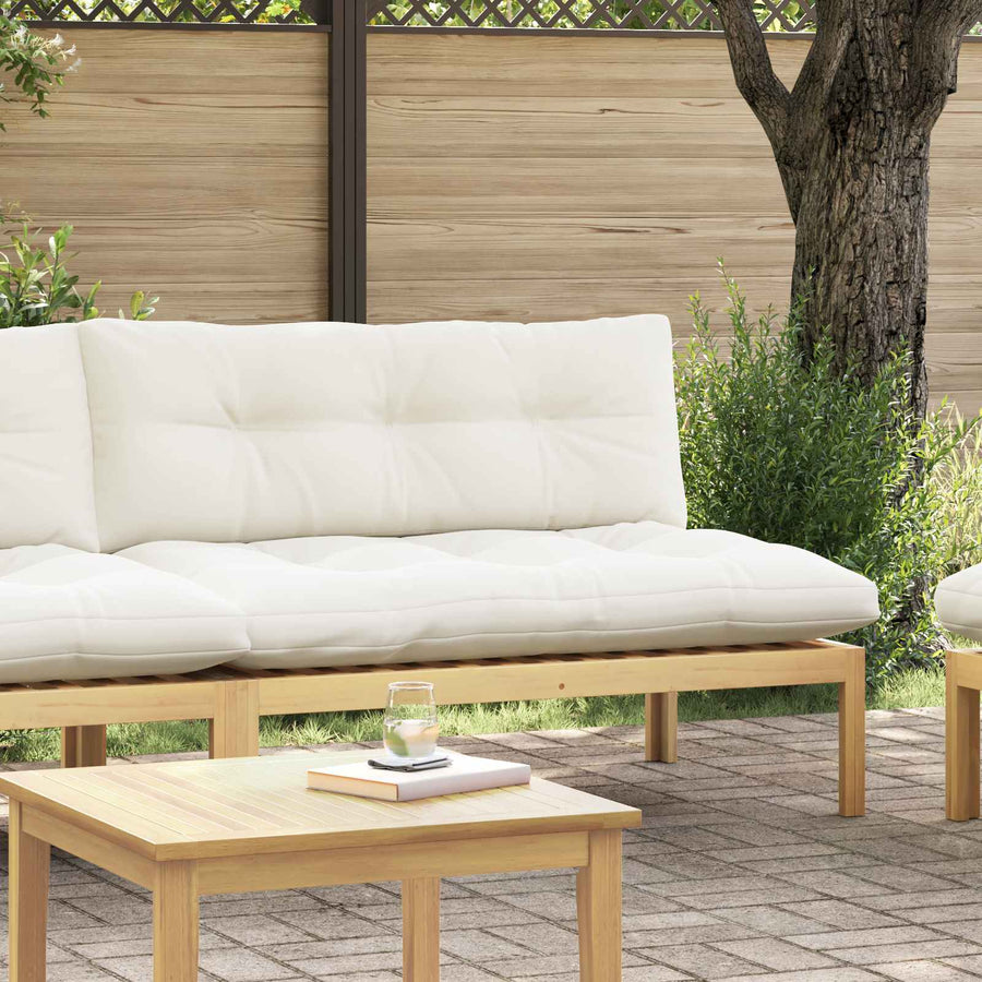 Midden Sofaset Licht Acacia en Crème Wit 120 x 80 x 82 cm