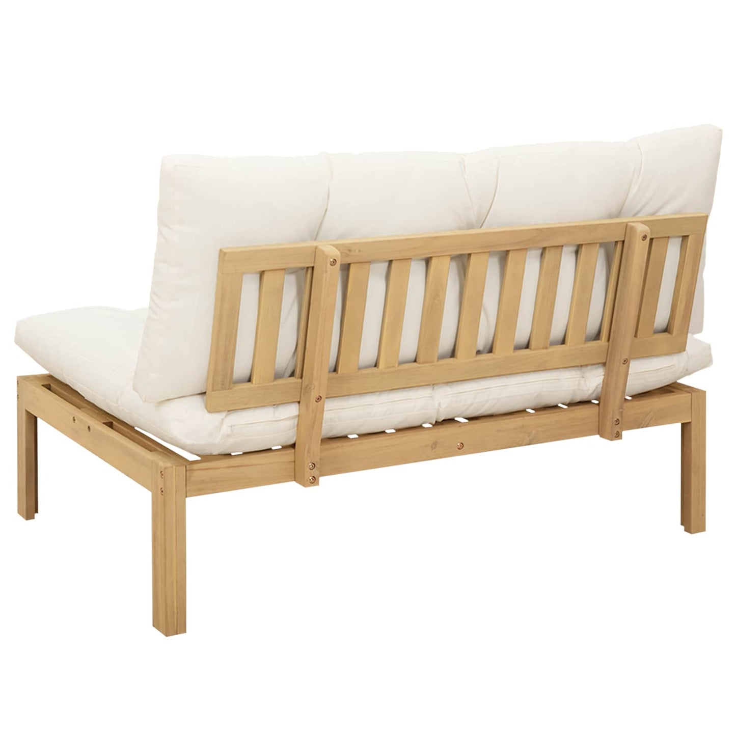 Midden Sofaset Licht Acacia en Crème Wit 120 x 80 x 82 cm