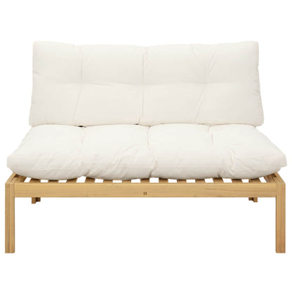 Midden Sofaset Licht Acacia en Crème Wit 120 x 80 x 82 cm