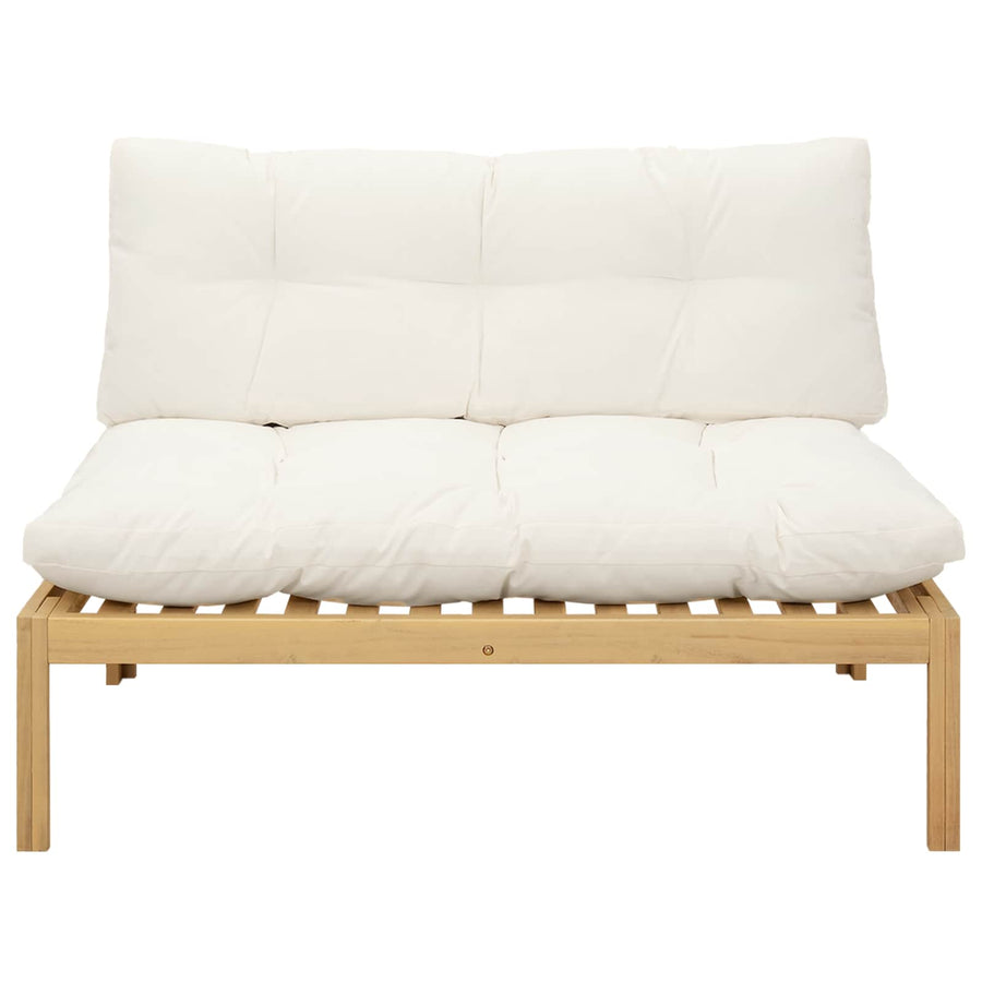 Midden Sofaset Licht Acacia en Crème Wit 120 x 80 x 82 cm
