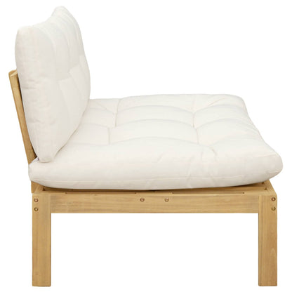 Midden Sofaset Licht Acacia en Crème Wit 120 x 80 x 82 cm