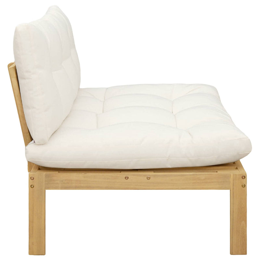 Midden Sofaset Licht Acacia en Crème Wit 120 x 80 x 82 cm