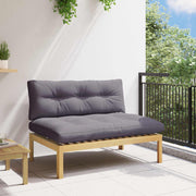 Sofaset massief acaciahout licht grijs 120x80x82 cm