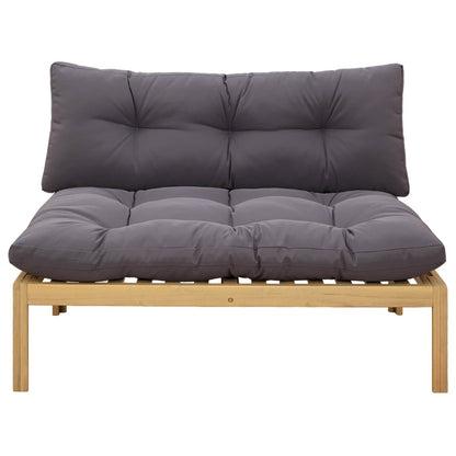 Midden Sofaset Licht Acacia en Donker Grijs 120 x 80 x 82 cm