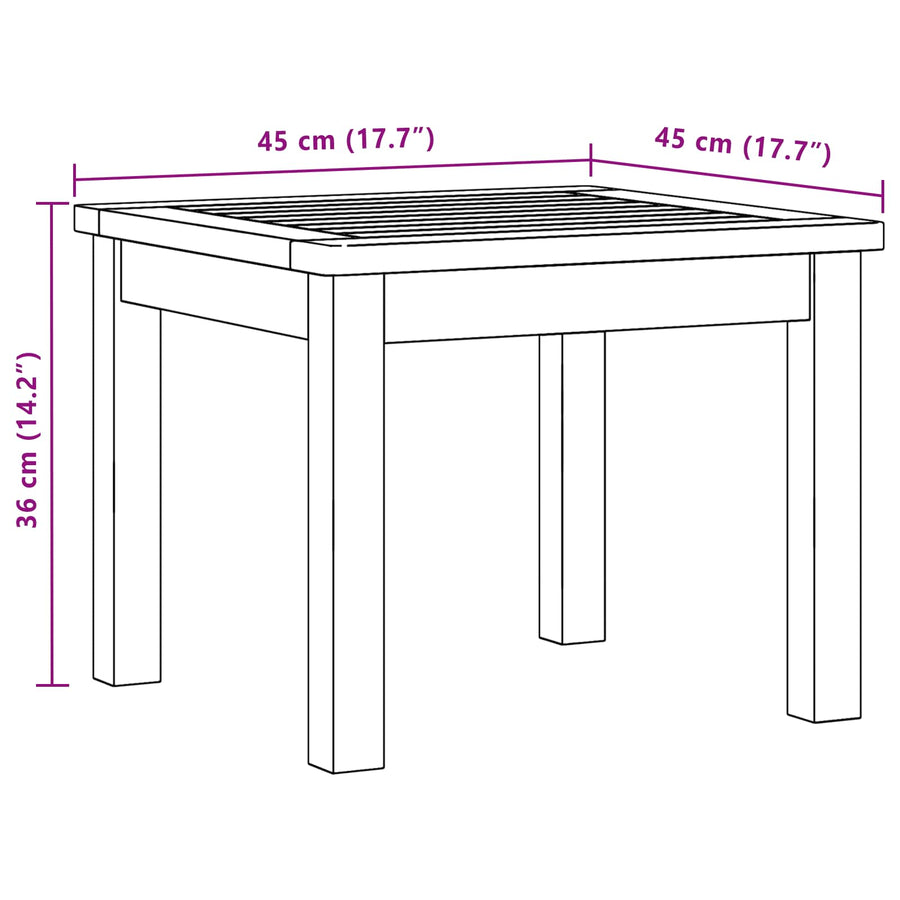 Salontafel Licht acacia 45 x 45 x 36 cm Massief Acaciahout