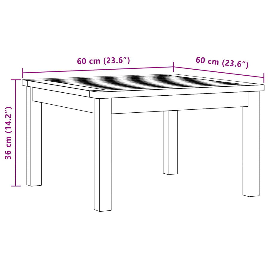 Salontafel Licht acacia 60 x 60 x 36 cm Massief Acaciahout