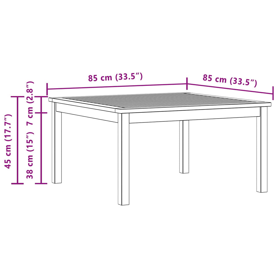 Salontafel Licht acacia 85 x 85 x 45 cm Massief Acaciahout