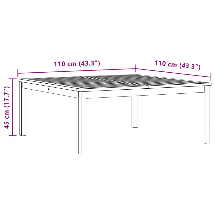 Salontafel Licht acacia 110 x 110 x 45 cm Massief Acaciahout