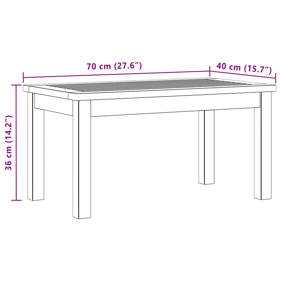 Salontafel Licht acacia 70 x 40 x 36 cm Massief Acaciahout