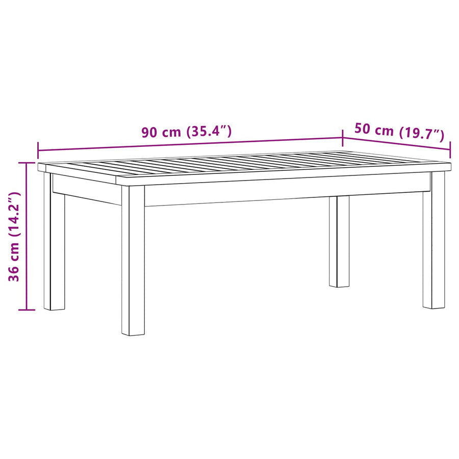 Salontafel Licht acacia 90 x 50 x 36 cm Massief Acaciahout