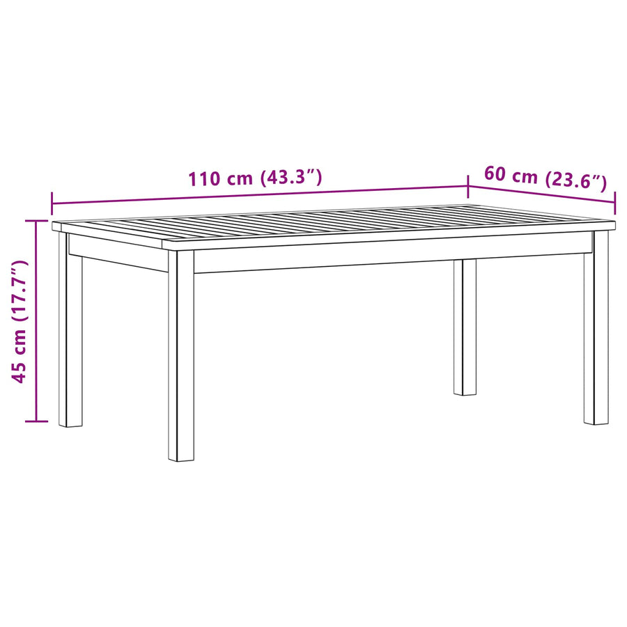 Salontafel Licht acacia 110 x 60 x 45 cm Massief Acaciahout