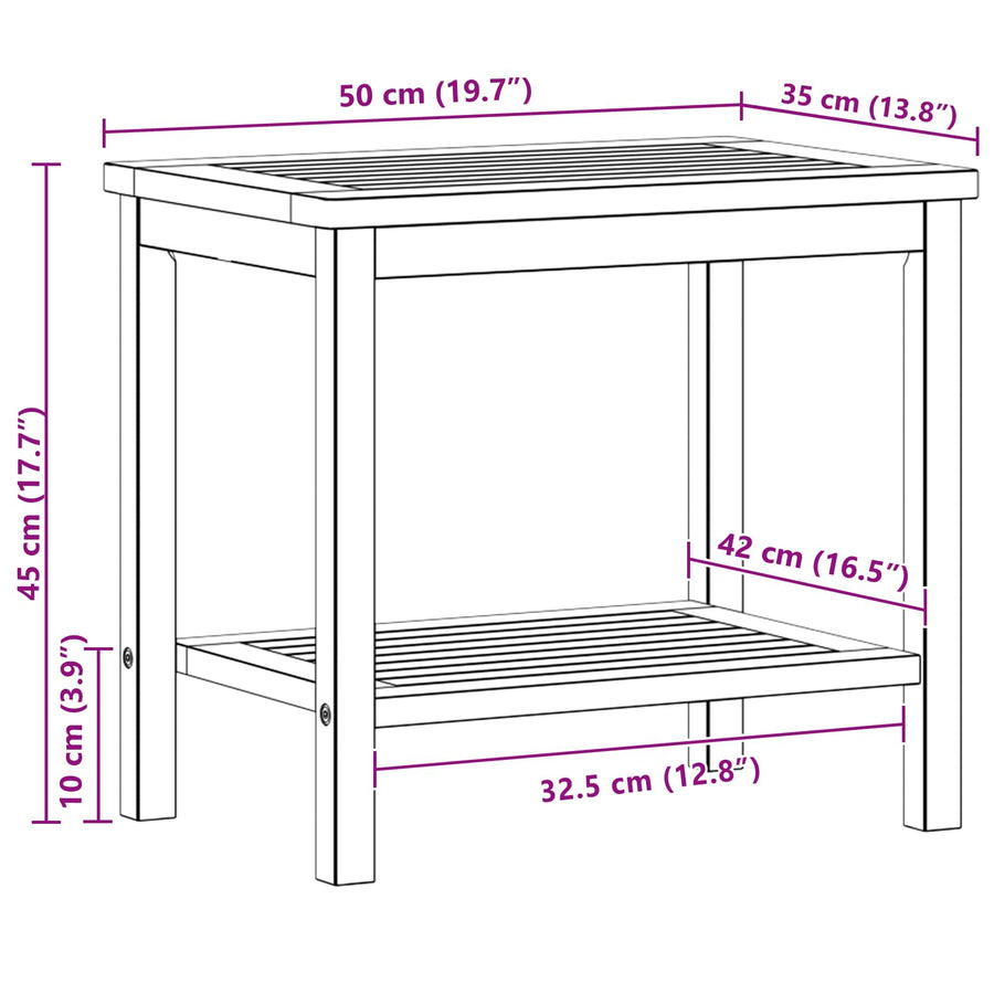 Bijzettafel Olie naturel 50 x 35 x 45 cm Massief Acaciahout
