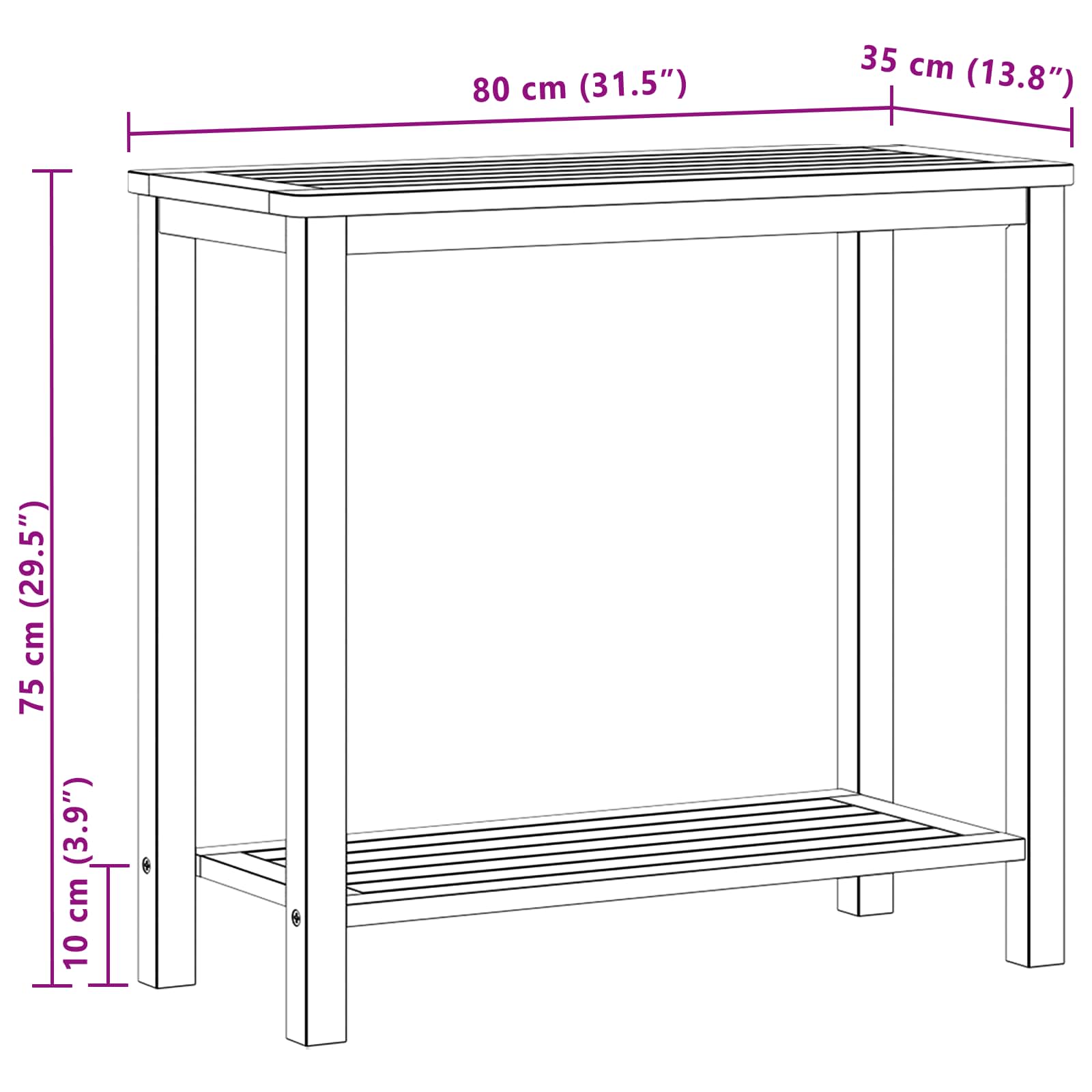 Tuin Console Tafel met opslag Licht acacia 80 x 35 x 75 cm