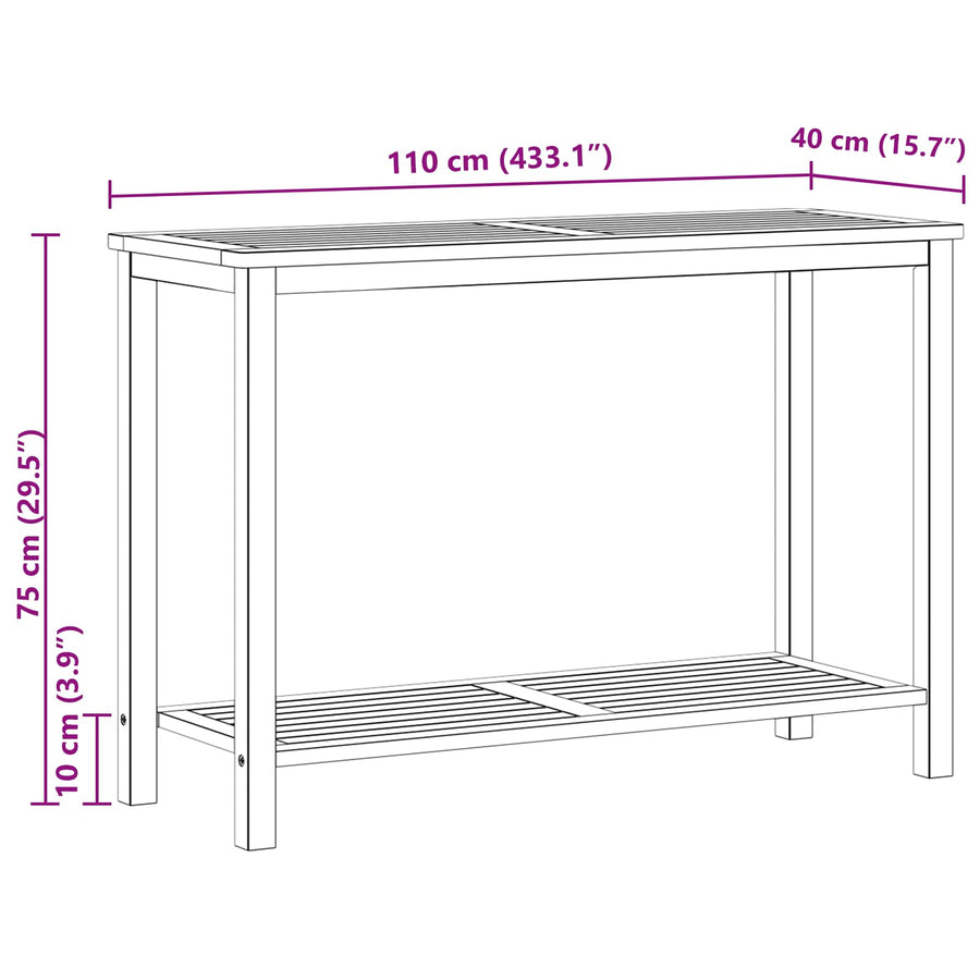 Tuin Console Tafel Licht acacia 110 x 40 x 75 cm