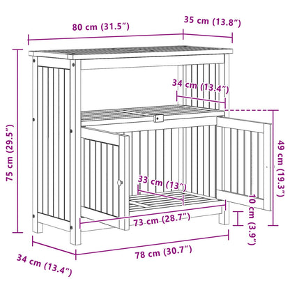 Tuin Console Tafel Licht acacia 80 x 35 x 75 cm
