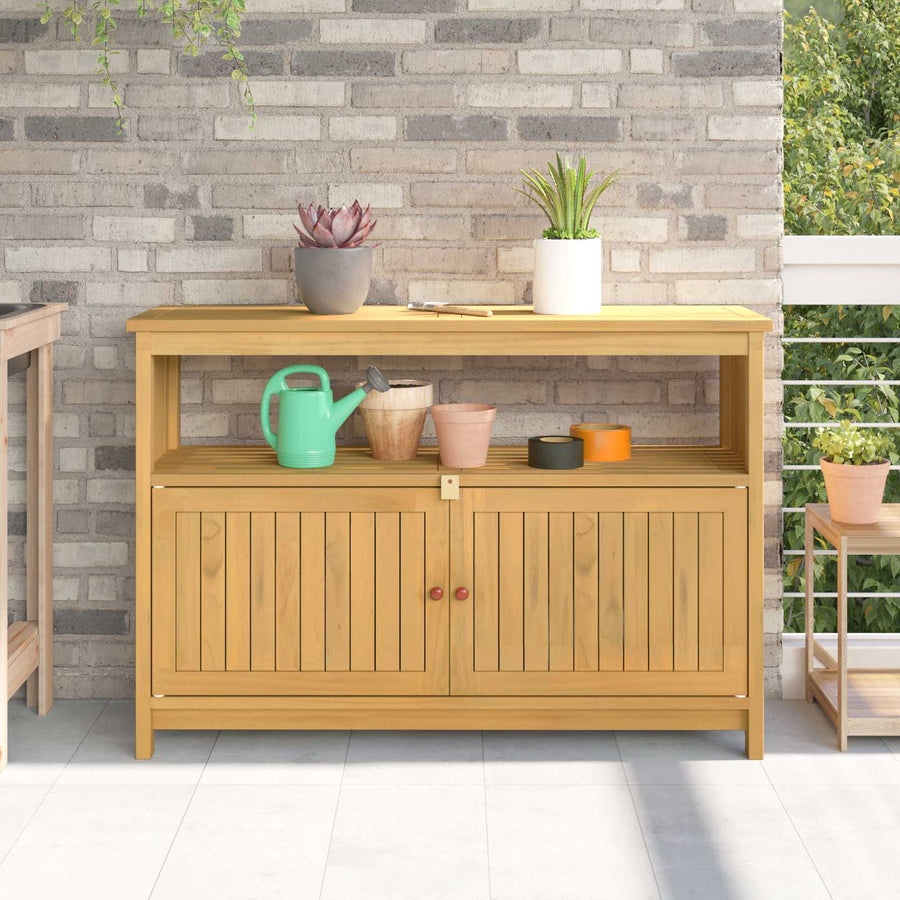 Tuin Console Tafel met opslag Licht acacia 110 x 35 x 75 cm