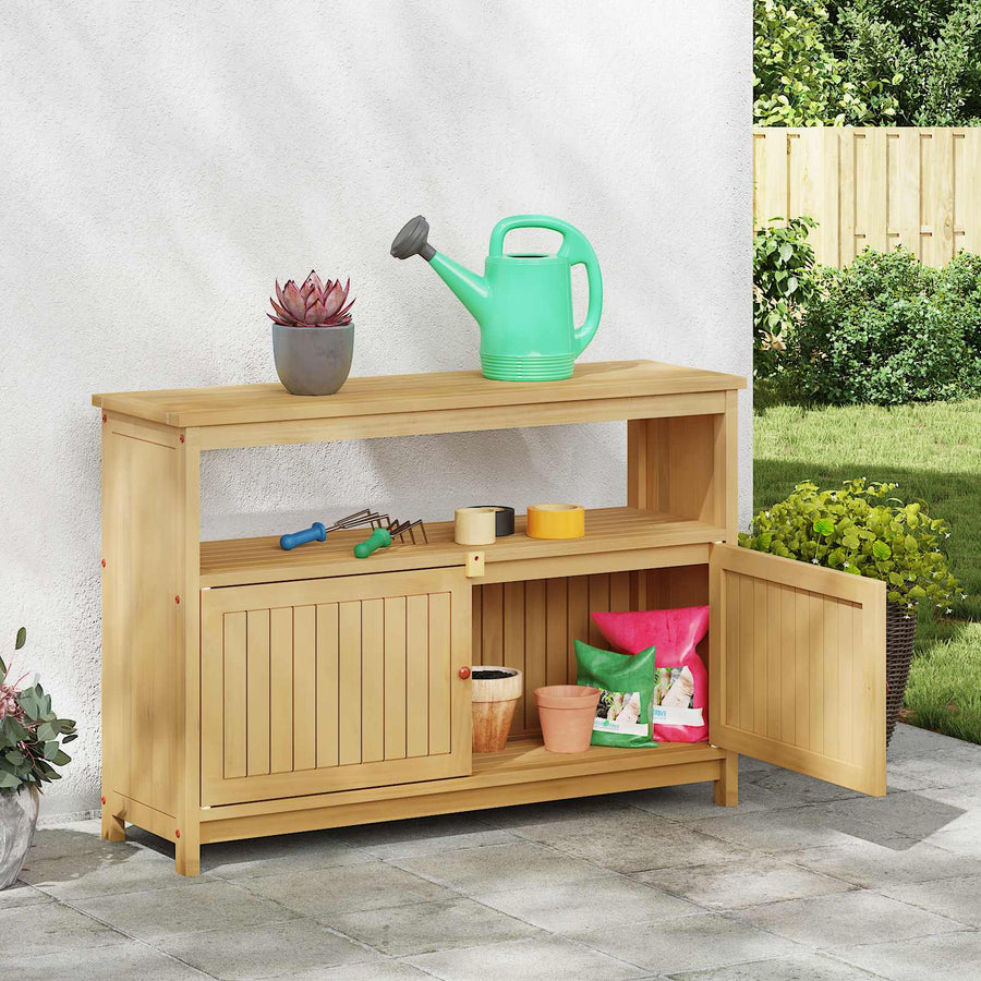Tuin Console Tafel met opslag Licht acacia 110 x 35 x 75 cm