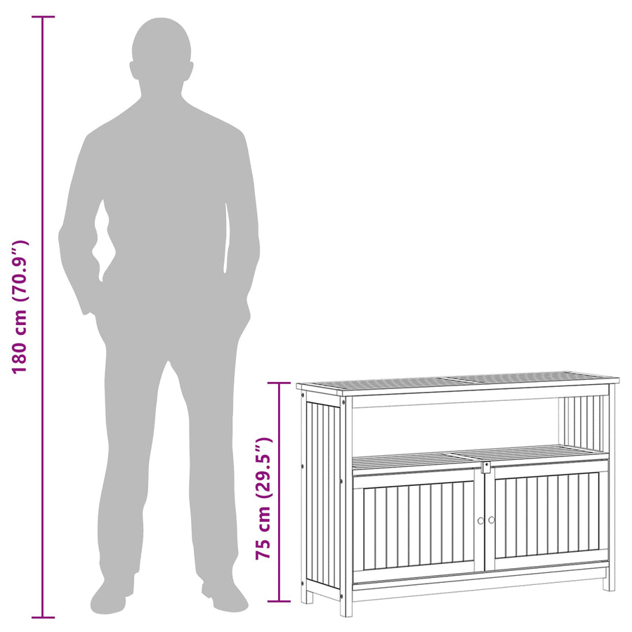 Tuin Console Tafel met opslag Licht acacia 110 x 35 x 75 cm
