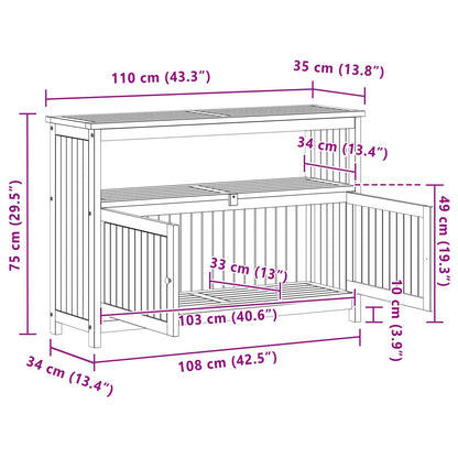 Tuin Console Tafel met opslag Licht acacia 110 x 35 x 75 cm