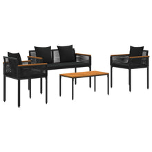 Buitenmeubelset met kussen 4 pcs Zwart PE Rattan