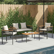 Tuinset PE rotan zwart cream wit 4-delig