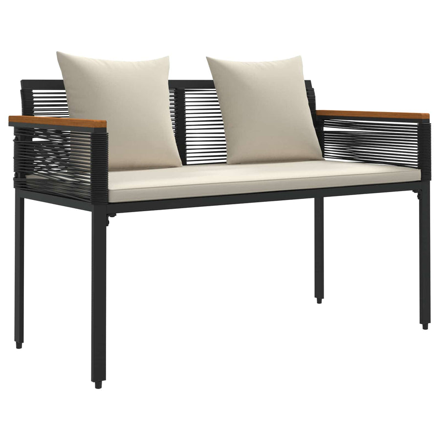 Buitenmeubelset met kussen 4 pcs Zwart en Cream Wit PE Rattan