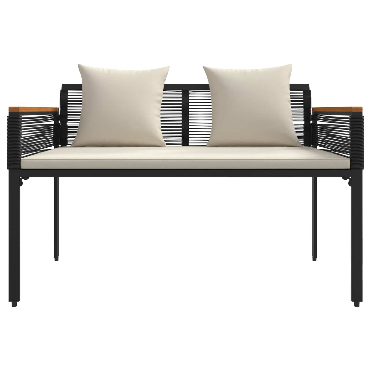 Buitenmeubelset met kussen 4 pcs Zwart en Cream Wit PE Rattan
