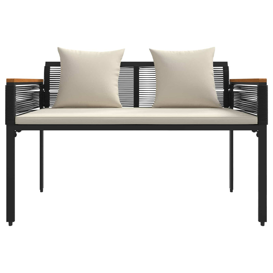 Buitenmeubelset met kussen 4 pcs Zwart en Cream Wit PE Rattan
