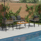 Outdoor Lounge Set with Cushions 4 pcs Grey and Dark Grey PE Rattan
