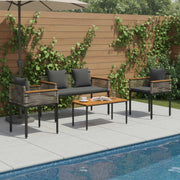 Tuinset PE rotan grijs 2-persoons