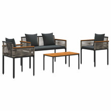 Buitenmeubelset met kussen 4 pcs Grijs en Donkergrijs PE Rattan