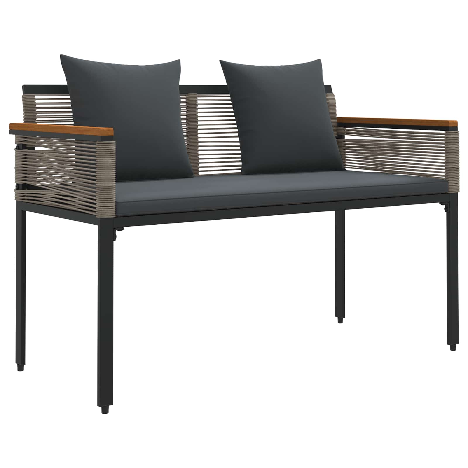 Buitenmeubelset met kussen 4 pcs Grijs en Donkergrijs PE Rattan