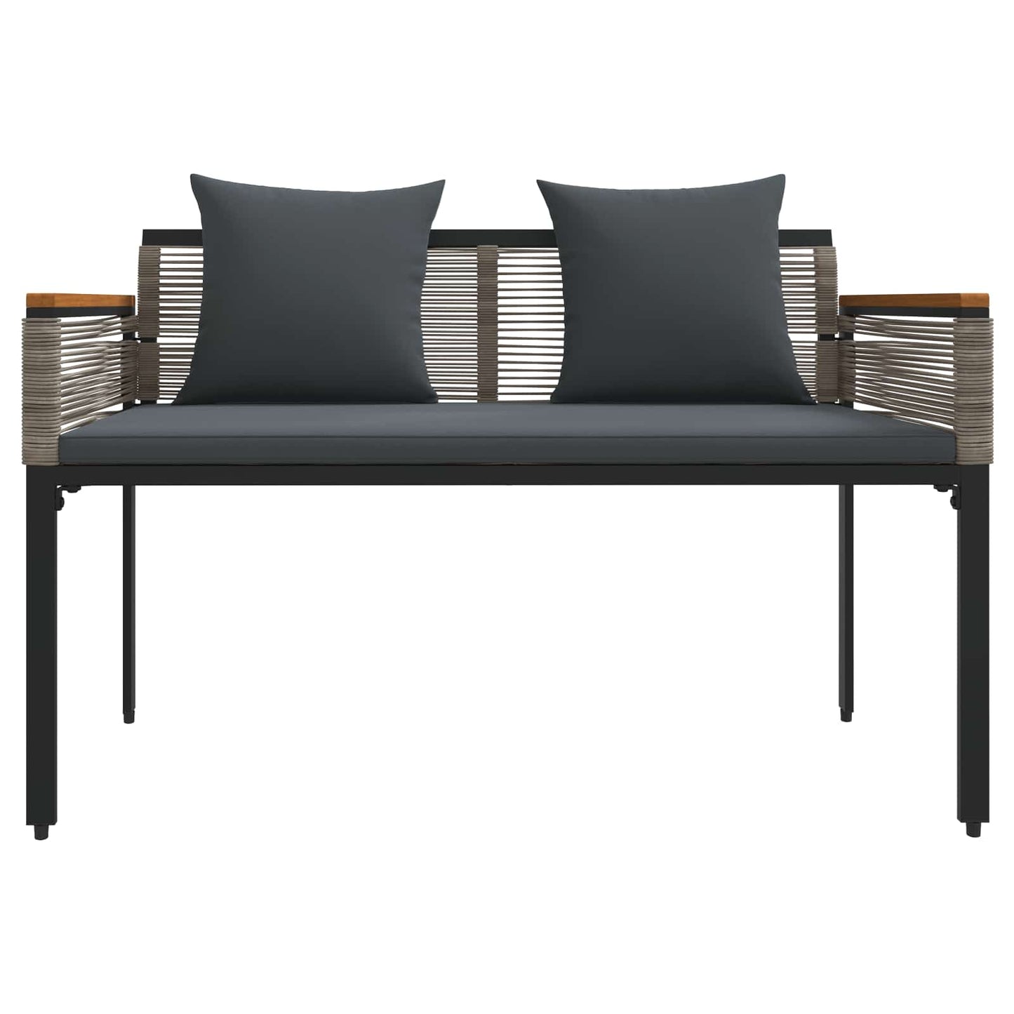 Buitenmeubelset met kussen 4 pcs Grijs en Donkergrijs PE Rattan
