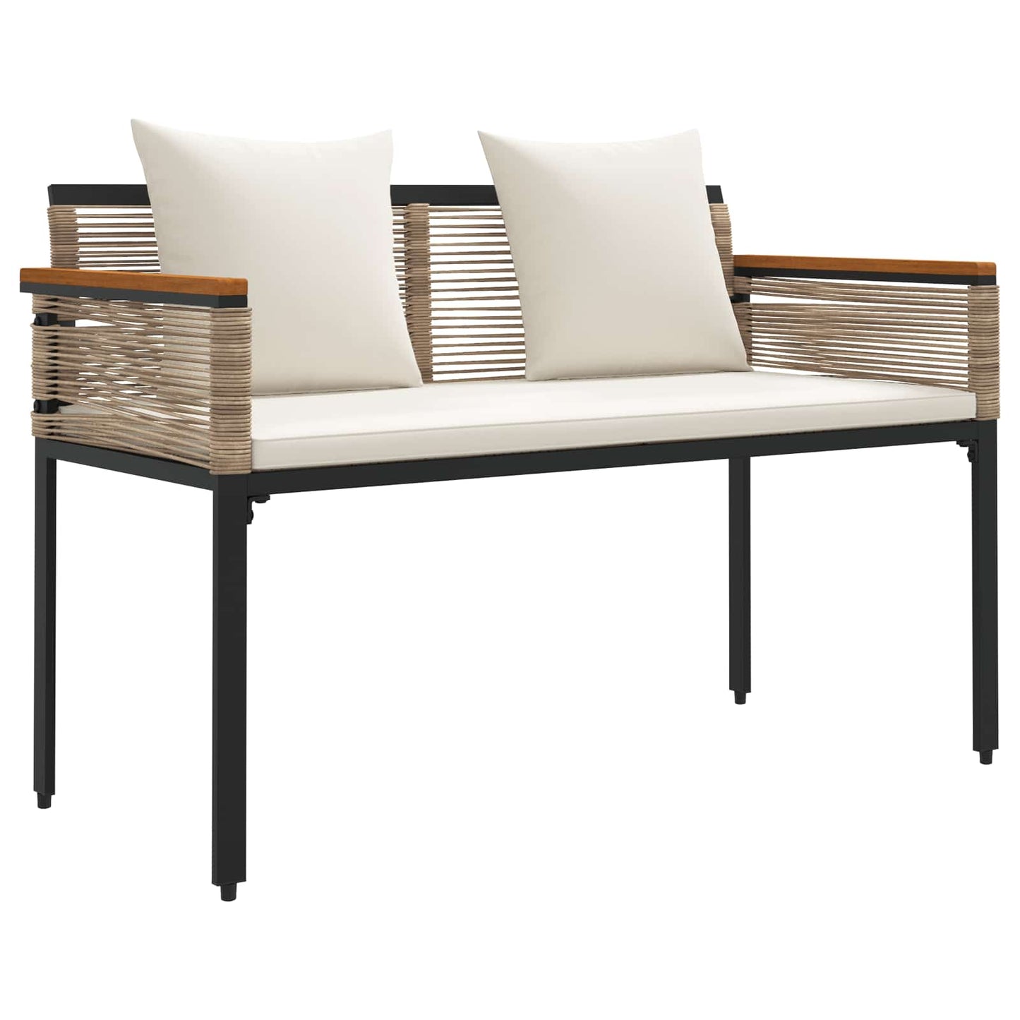 Buitenmeubelset met kussen 4 pcs Beige en Crème Wit PE Rattan